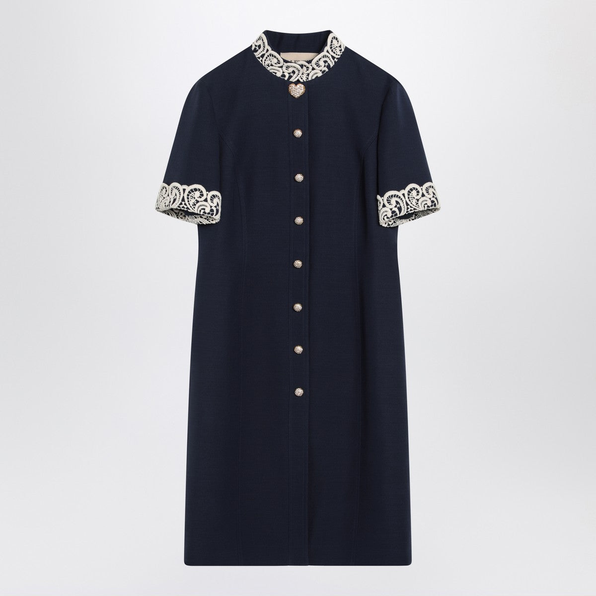 Valentino Indigo blue dress with macramé trim Valentino