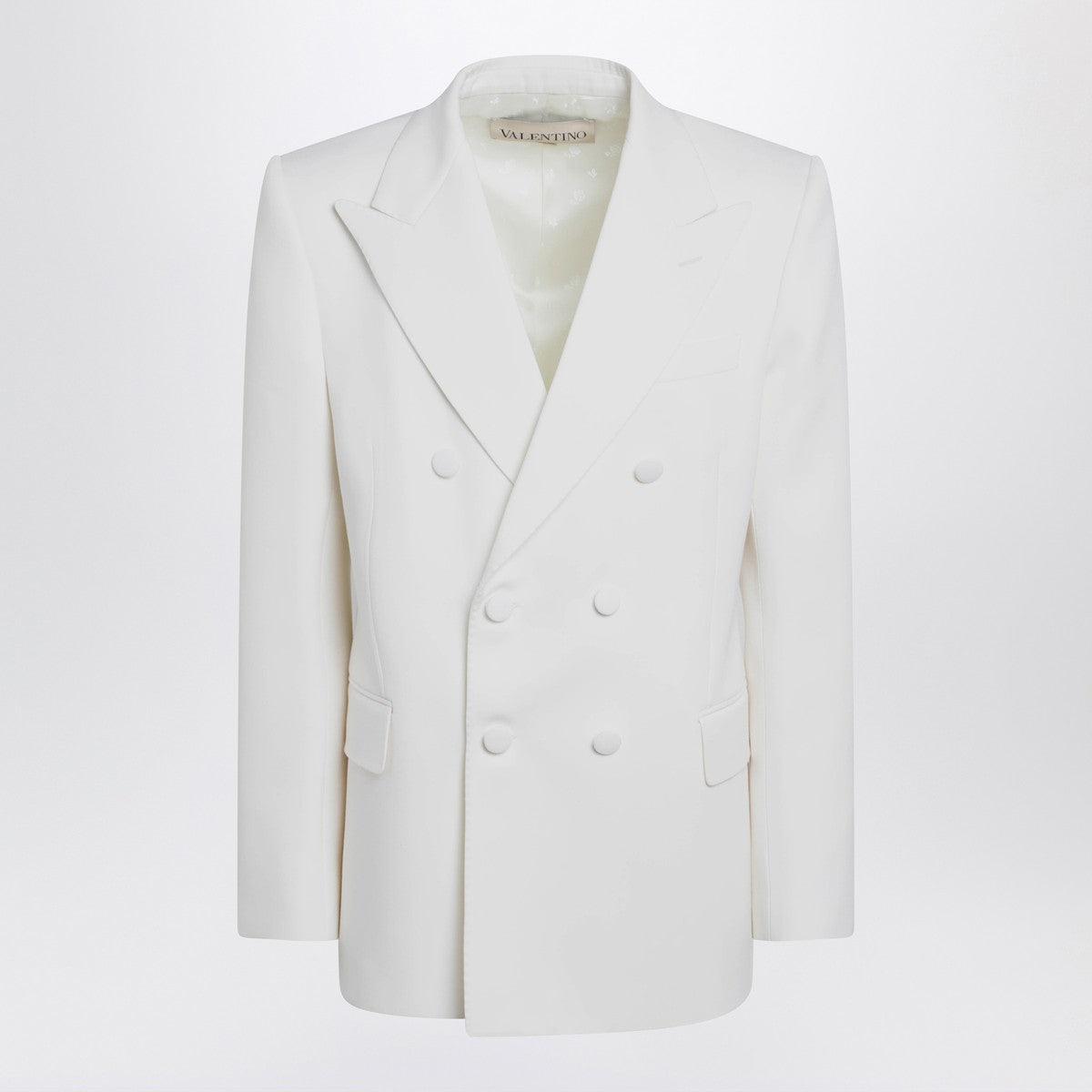 Valentino Milk-colored double-breasted jacket in wool Valentino