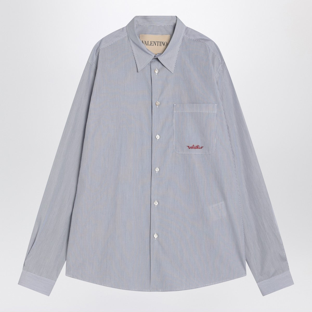 Valentino Light blue cotton shirt with logo Valentino