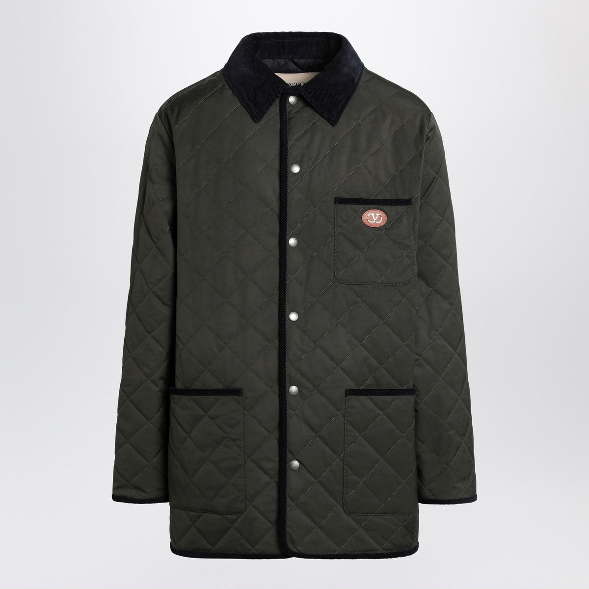 Valentino Olive green quilted jacket with VLogo patch Valentino