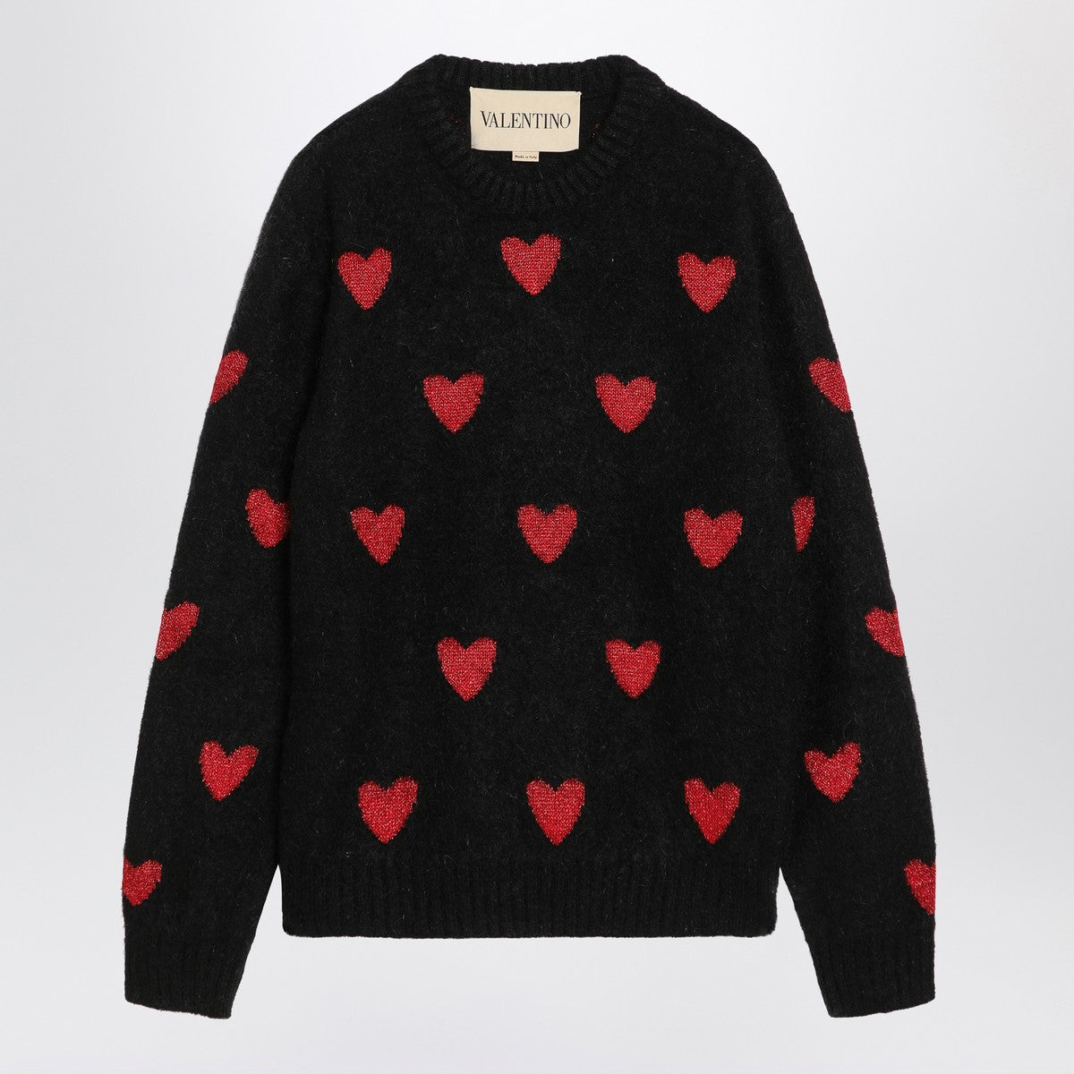 Valentino Jacquard heart pattern sweater black/red Valentino