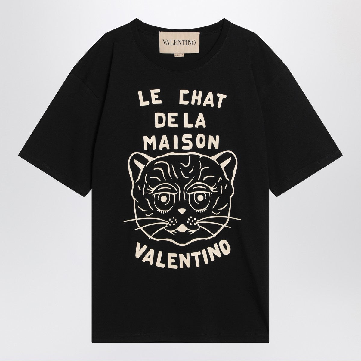 Valentino Black T-shirt with Le Chat de la Maison print Valentino