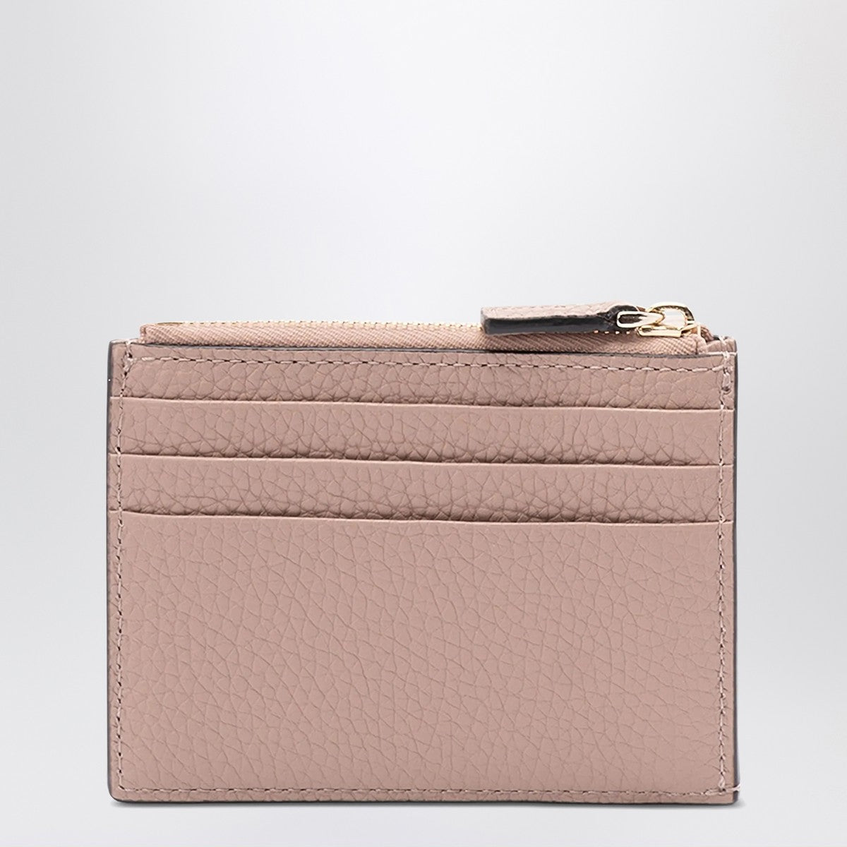 Valentino Garavani Rockstud zipped card holder in powder pink leather Valentino Garavani