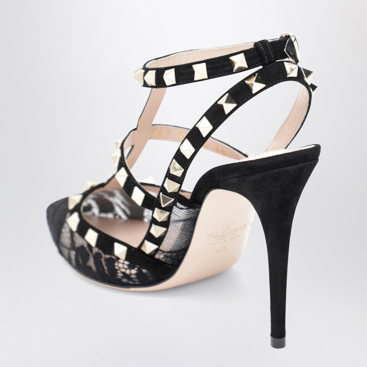 Valentino Garavani High black Rockstud lace pumps Valentino Garavani