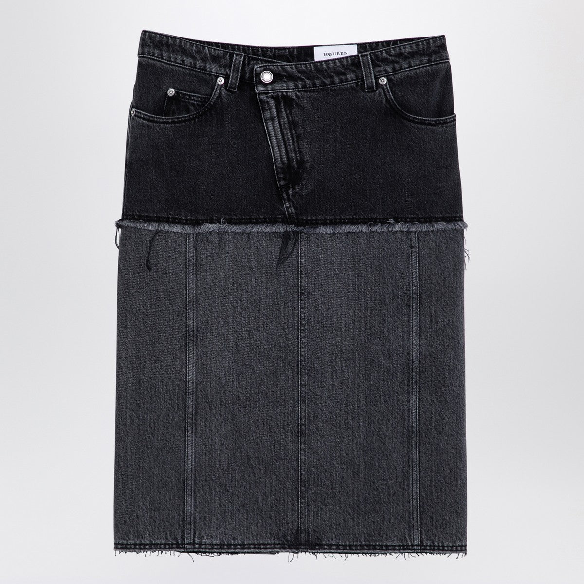 Alexander McQueen Two-tone black denim skirt Alexander Mcqueen