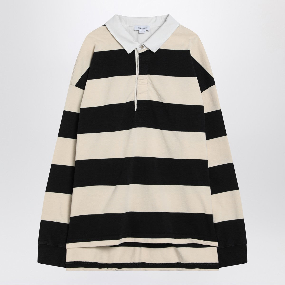 Alexander McQueen Striped Polo Shirt Black/Ivory