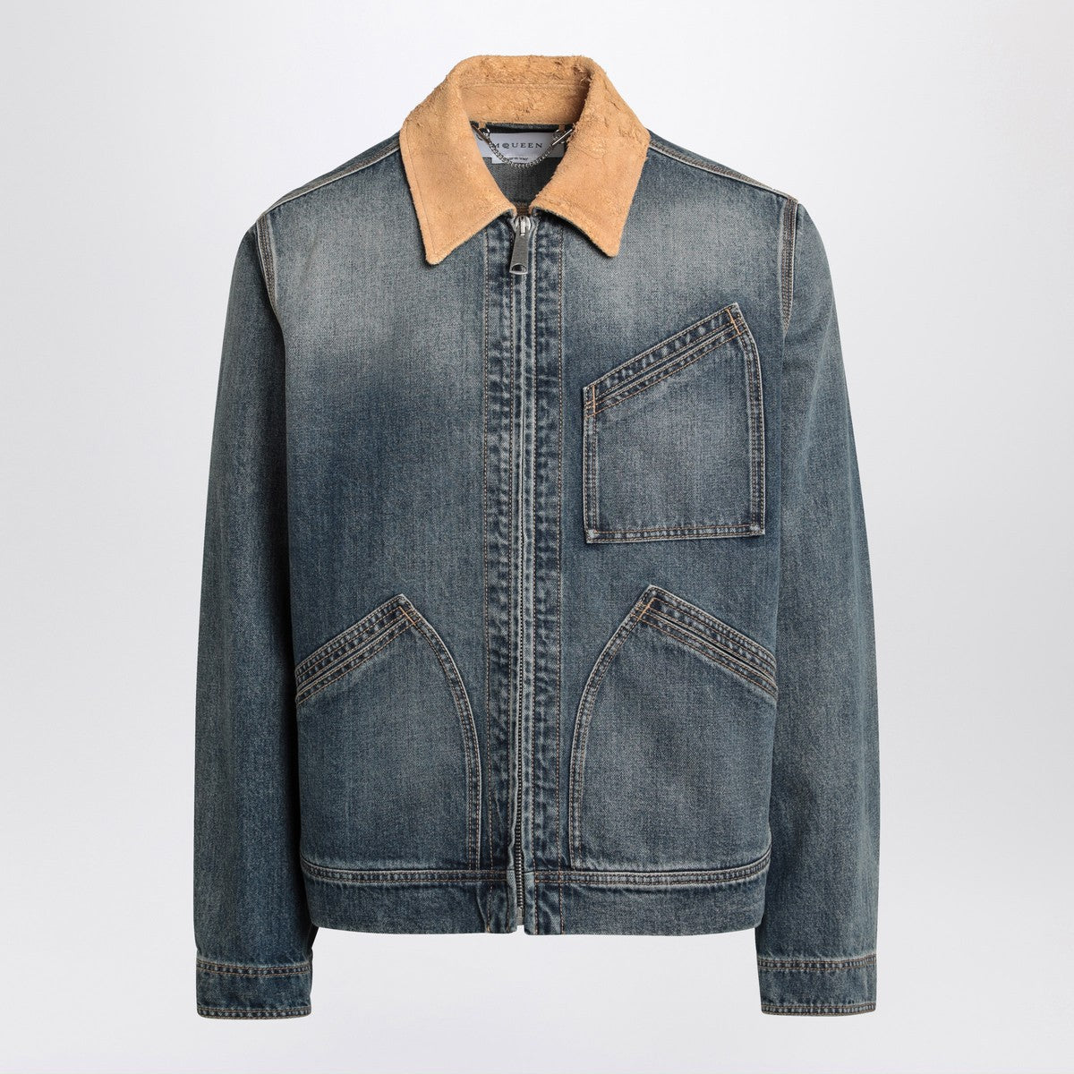 Alexander McQueen Denim jacket with suede collar Alexander Mcqueen