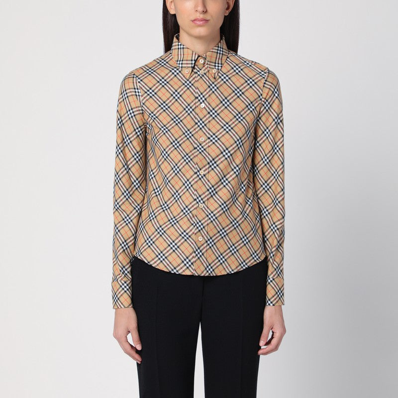 Burberry Beige button-down shirt with Check pattern Burberry