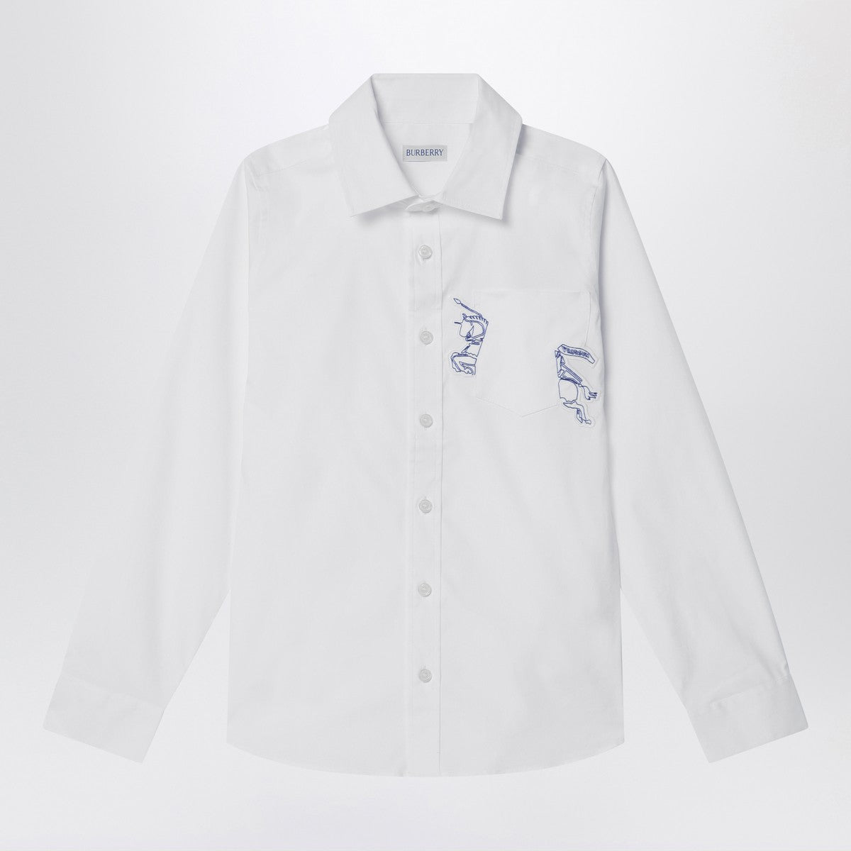 Burberry White stretch cotton shirt with EKD Burberry