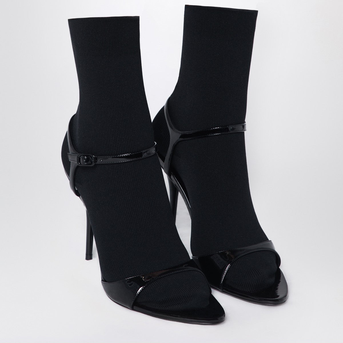 Balenciaga Avenue Sock black sandal in patent leather and mesh Balenciaga