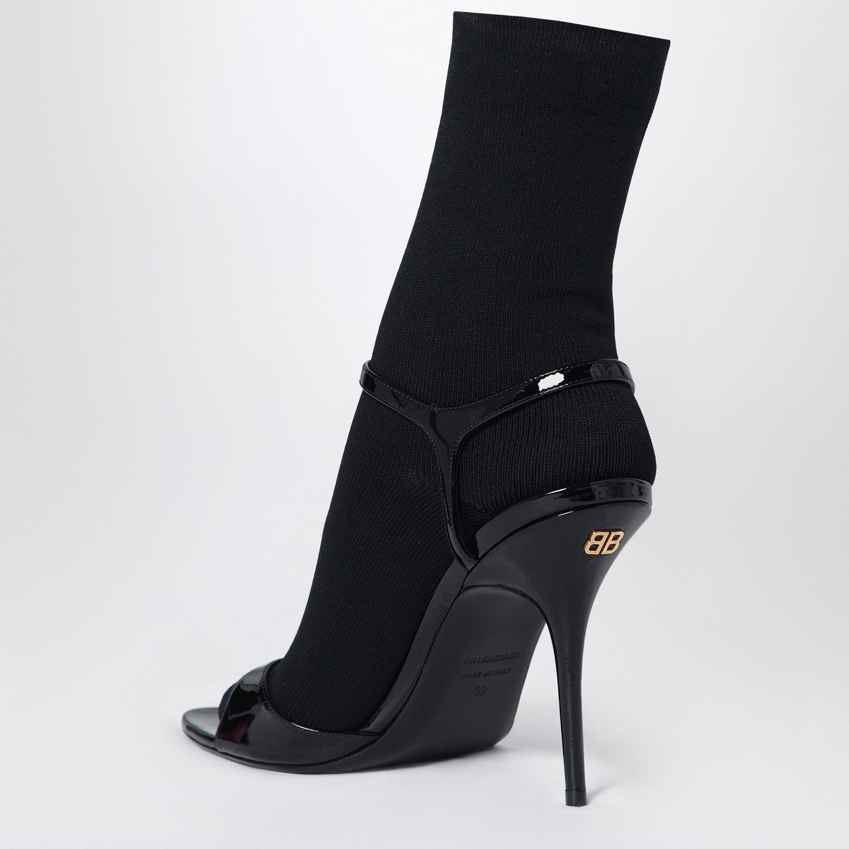 Balenciaga Avenue Sock black sandal in patent leather and mesh Balenciaga