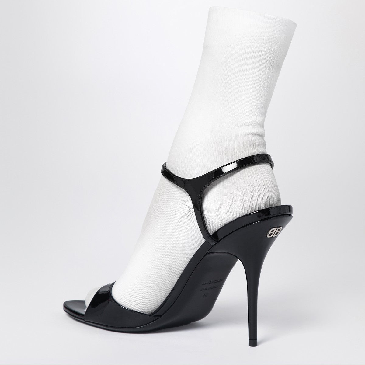 Balenciaga Avenue Sock black sandal in patent leather and mesh Balenciaga
