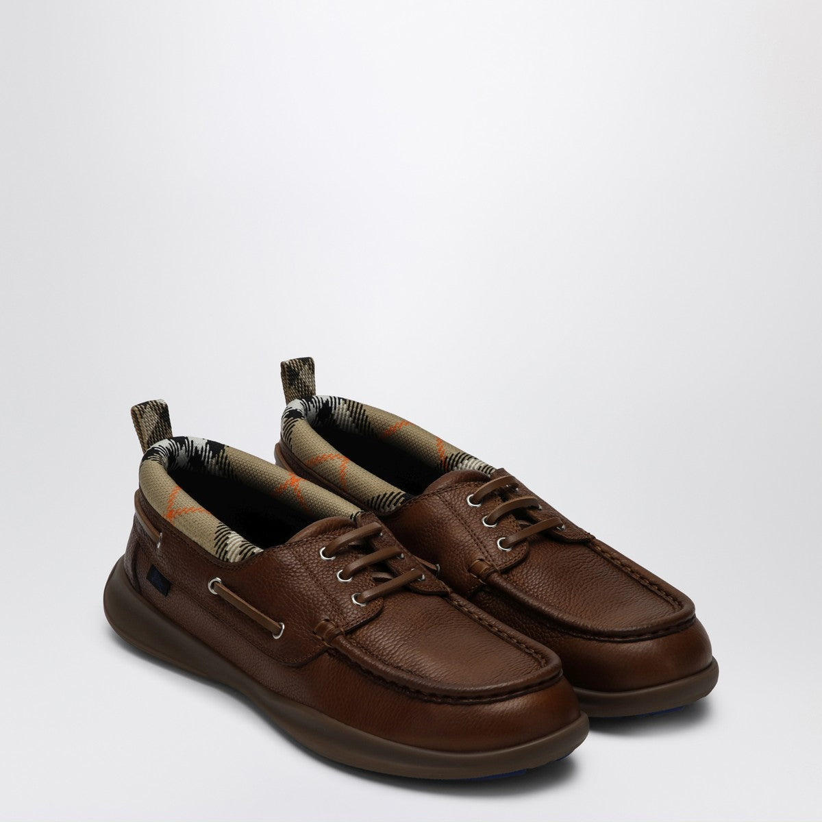Burberry Brown Loafers with Check Trim Burberry