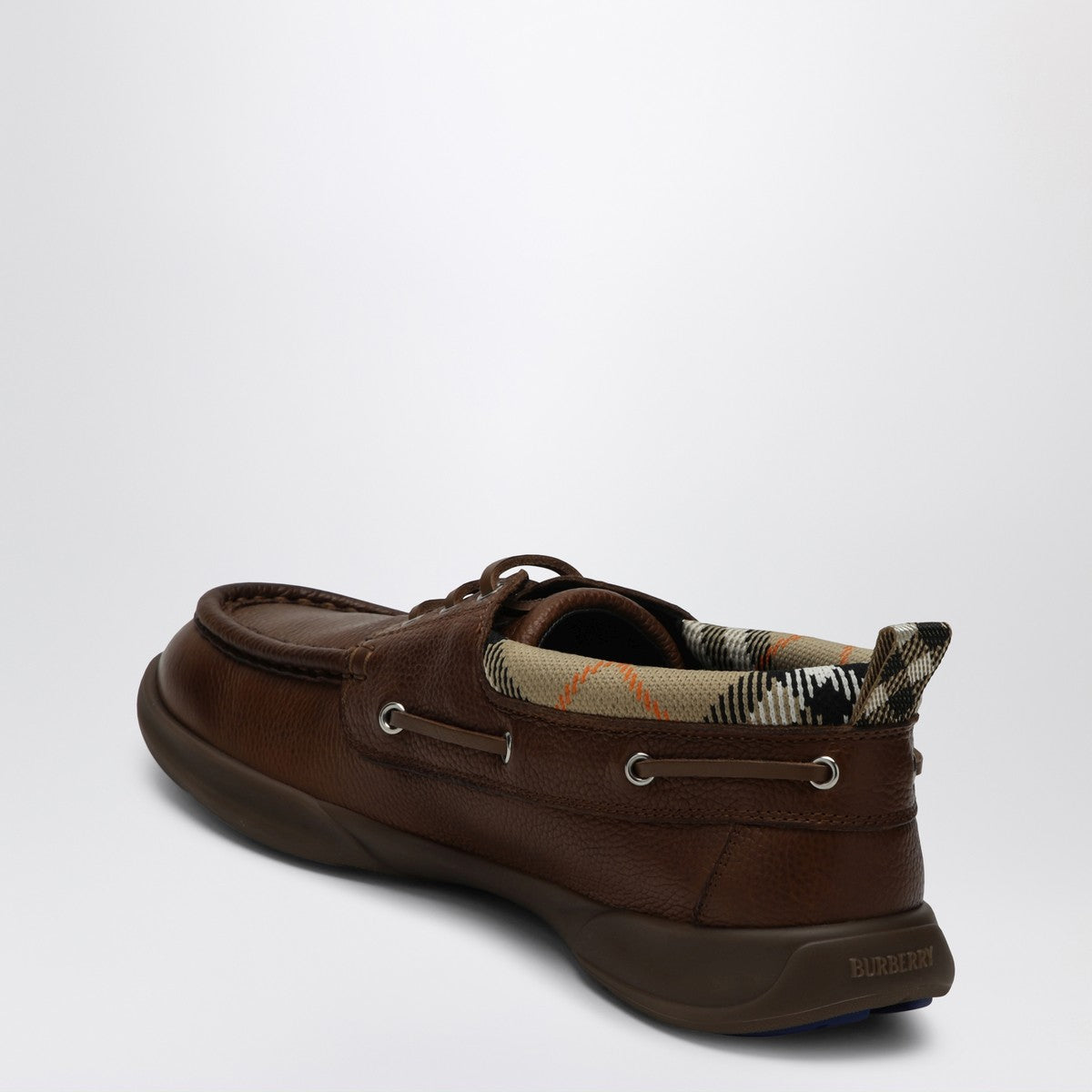 Burberry Brown Loafers with Check Trim Burberry