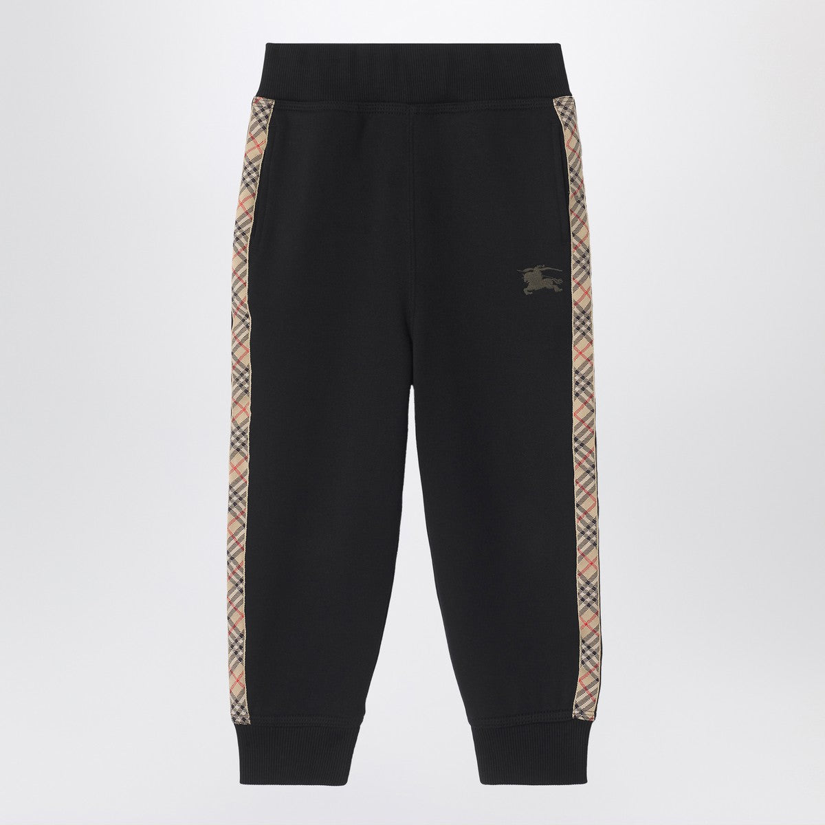 Burberry Black jogging trousers with Check motif detail Burberry
