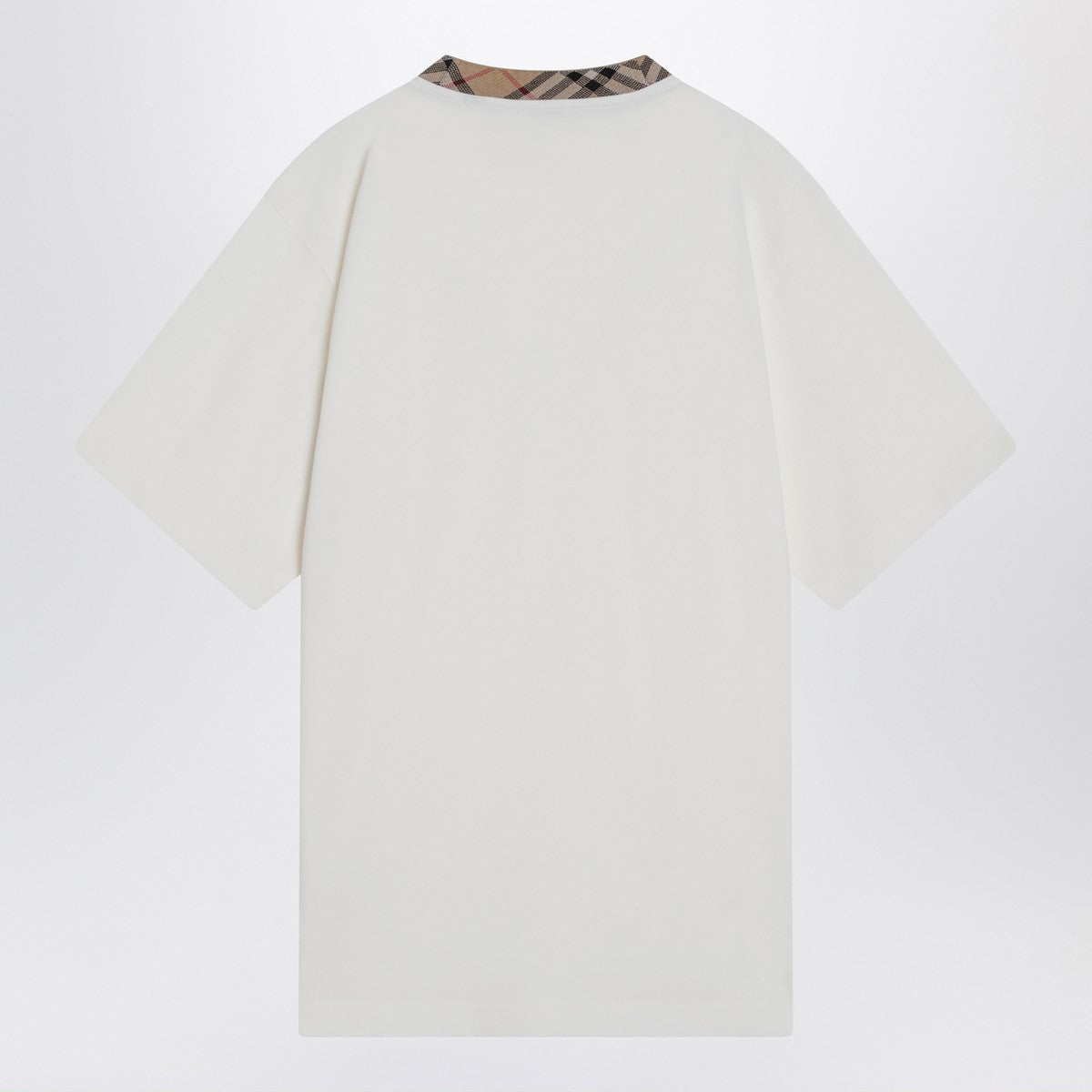 Burberry White cotton T-shirt with Check finishes Burberry