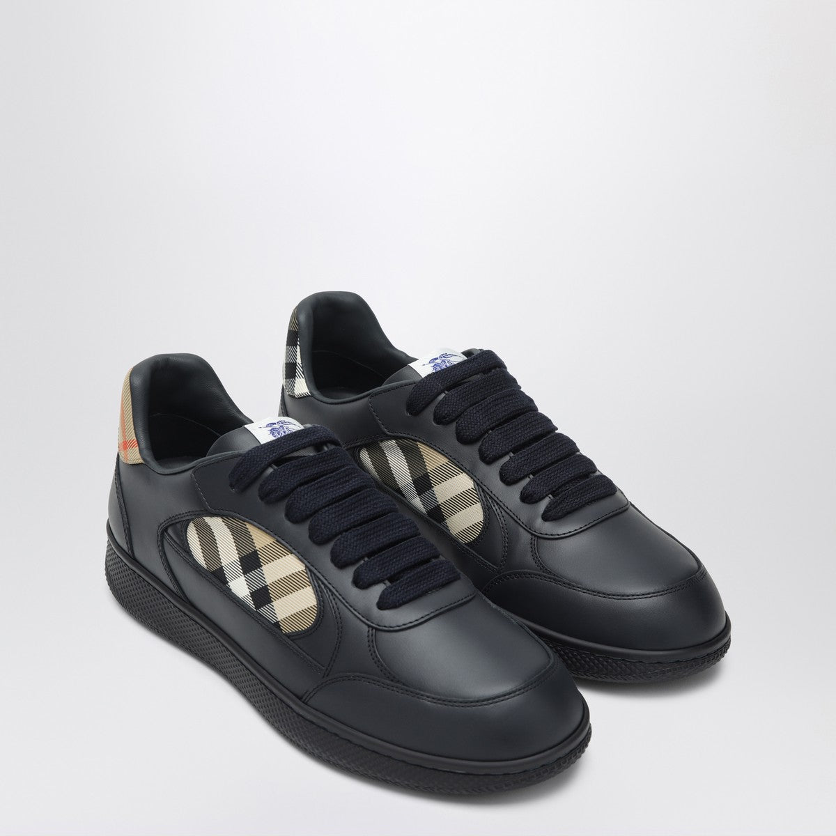 Burberry Indigo blue leather and Check sneaker Terrace Burberry