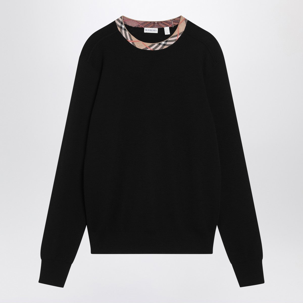 Burberry Black wool sweater with check details Burberry