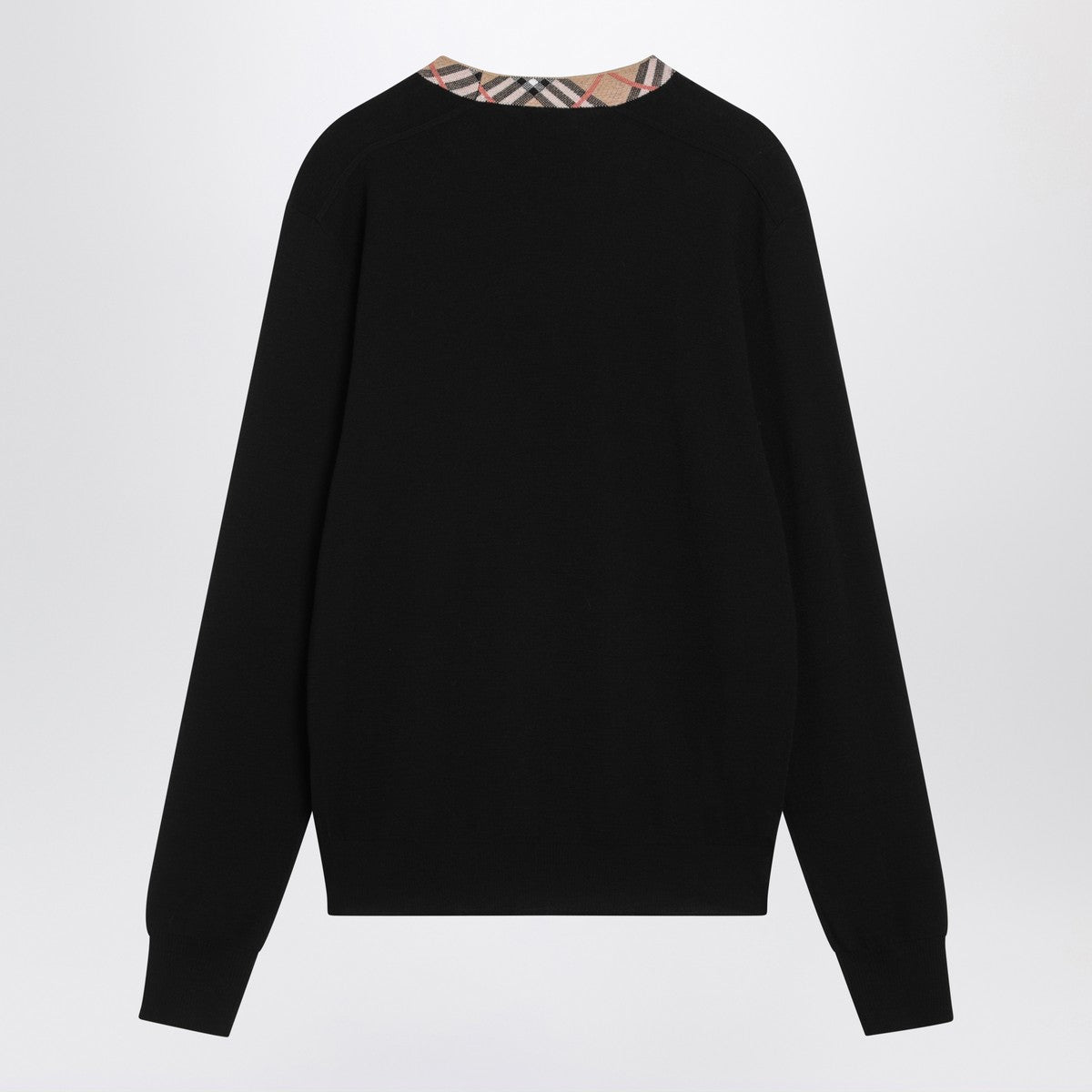 Burberry Black wool sweater with check details Burberry