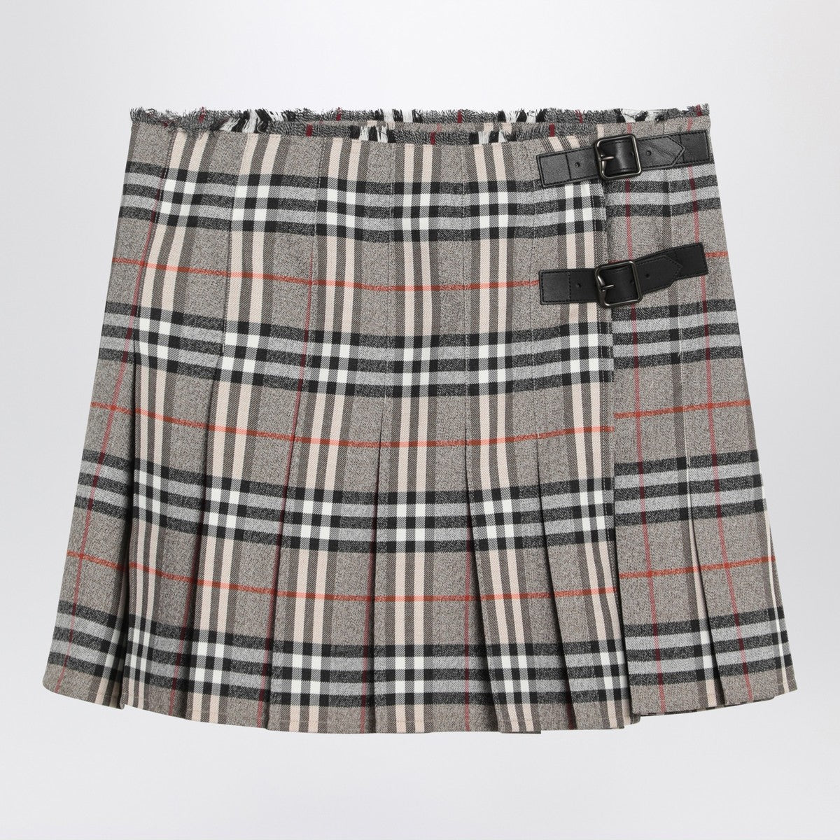 Burberry Grey wool kilt skirt with Check pattern