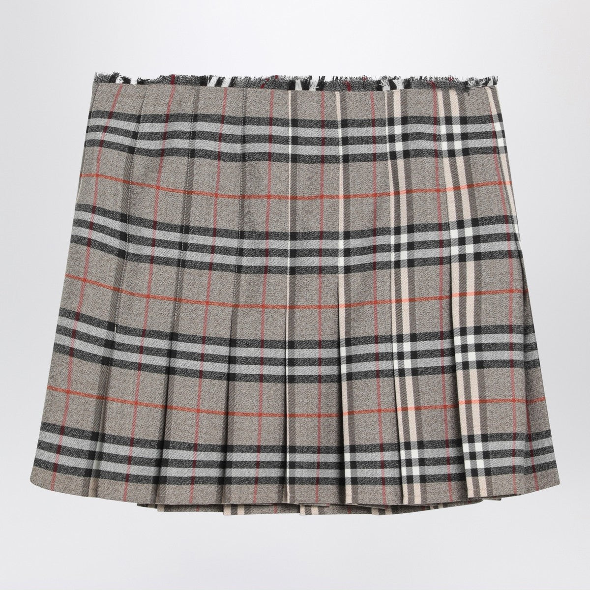 Burberry Grey wool kilt skirt with Check pattern