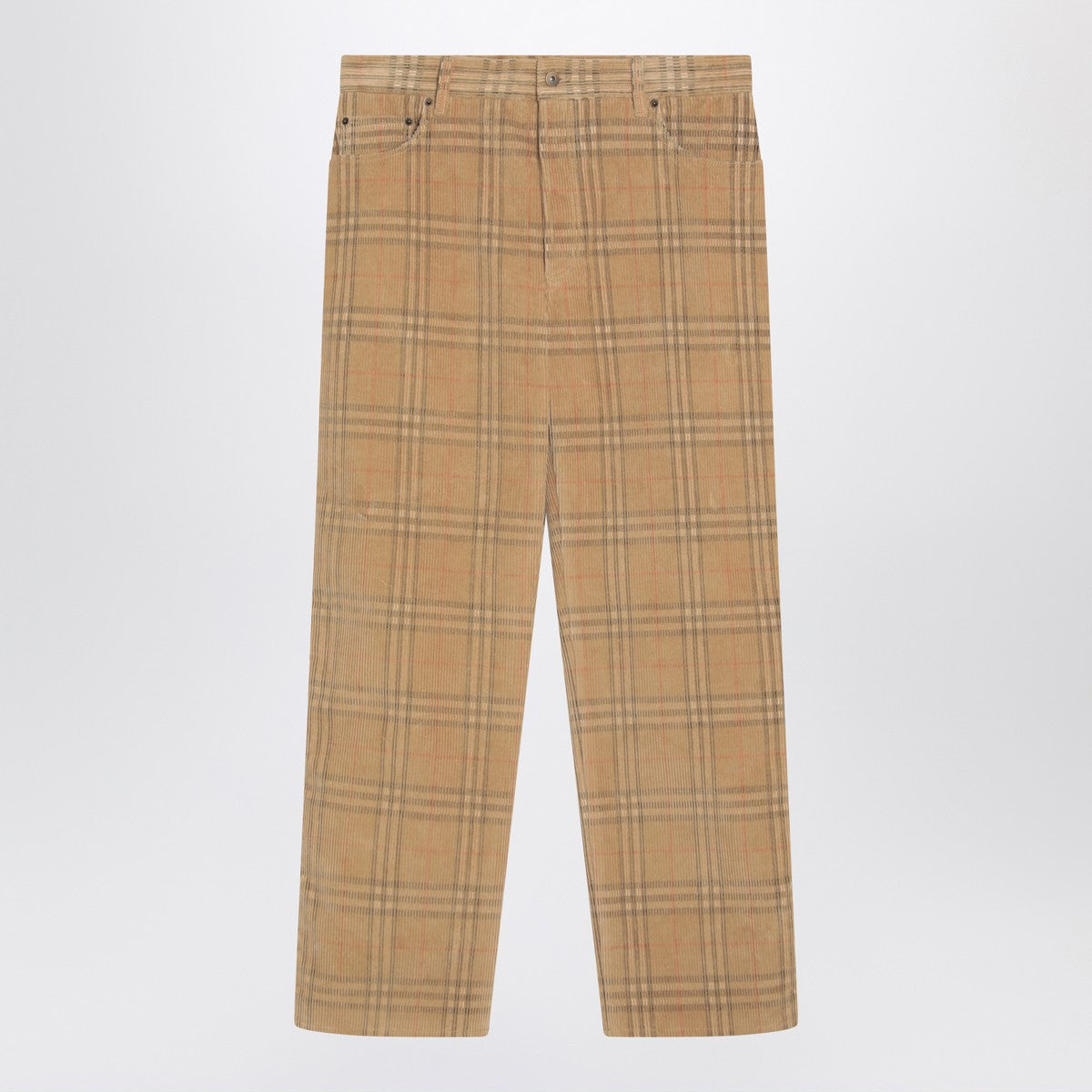Burberry Sand-coloured check corduroy trousers Burberry