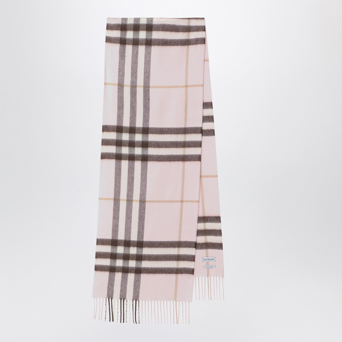 Burberry Pink cashmere scarf with Check pattern