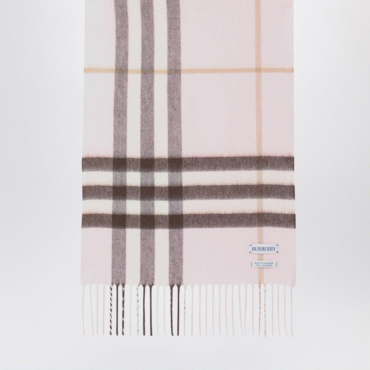 Burberry Pink cashmere scarf with Check pattern