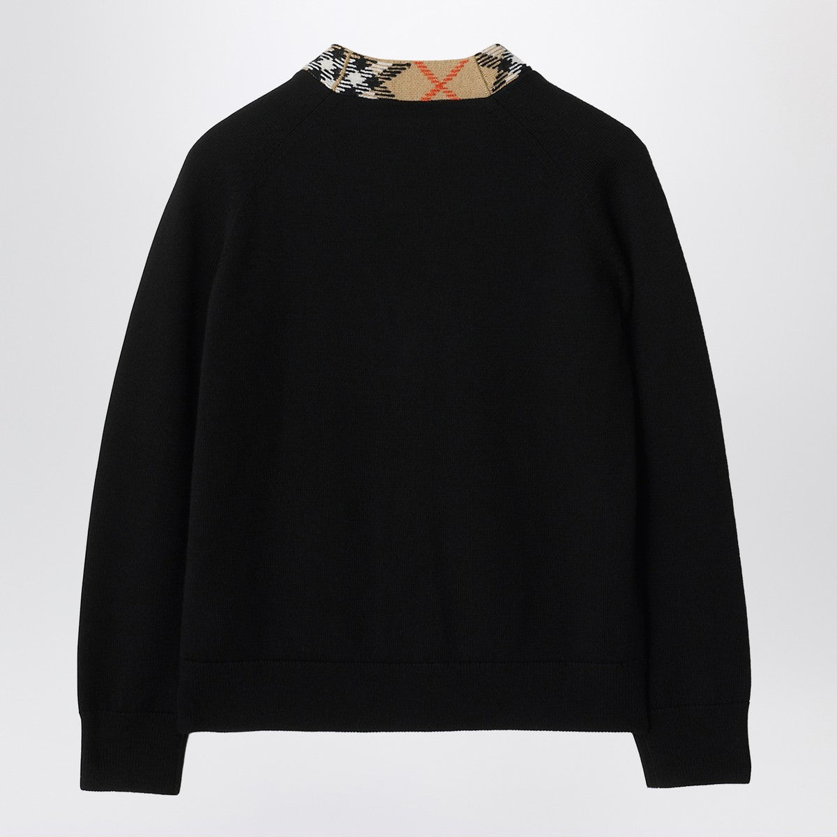 Burberry Black cardigan with Check motif trims Burberry