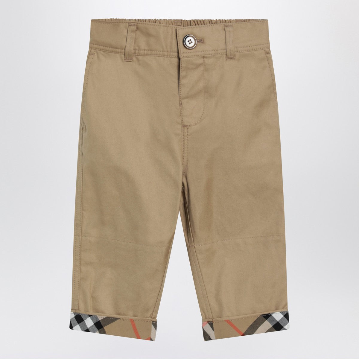 Burberry Beige trousers with Check turn-ups Burberry