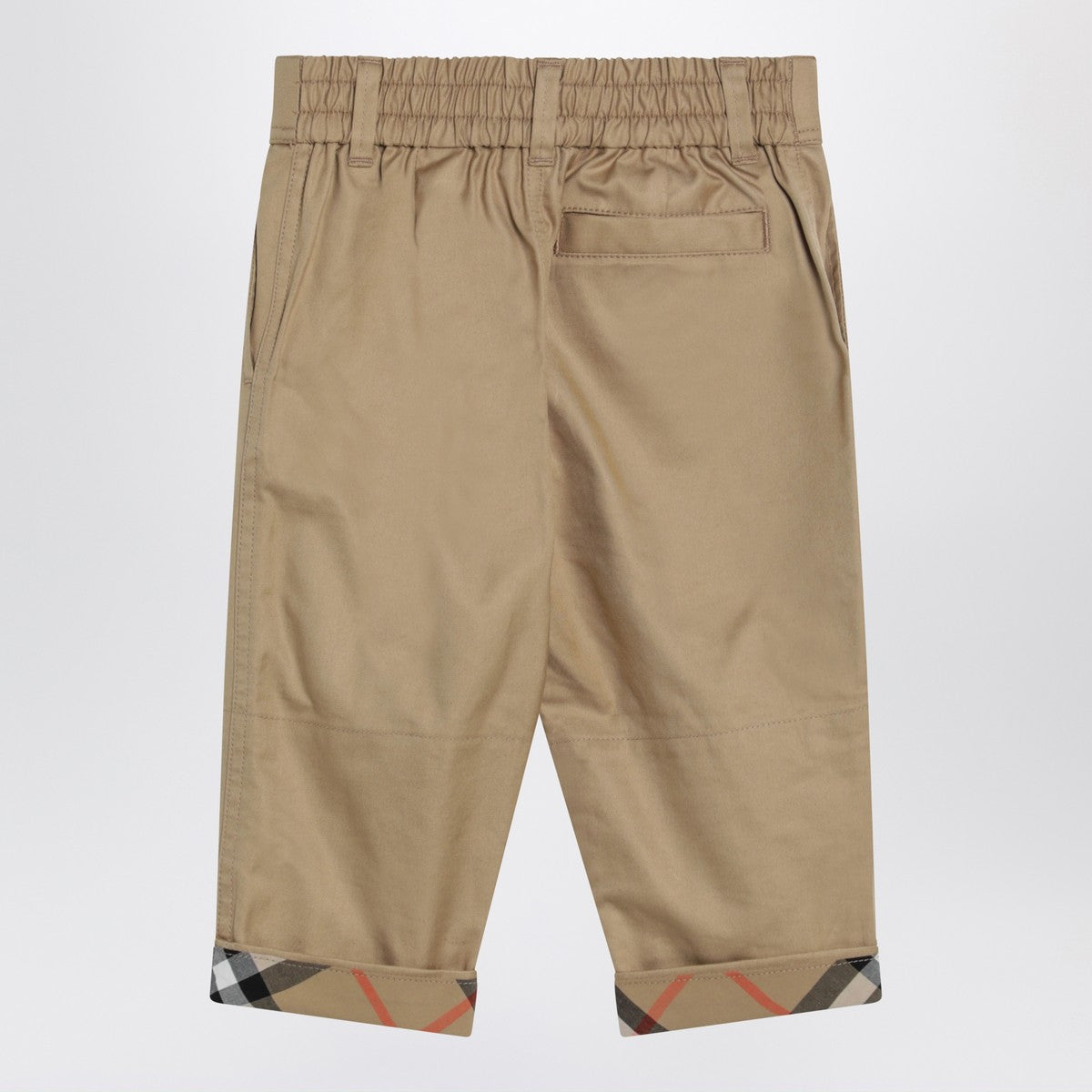 Burberry Beige trousers with Check turn-ups Burberry