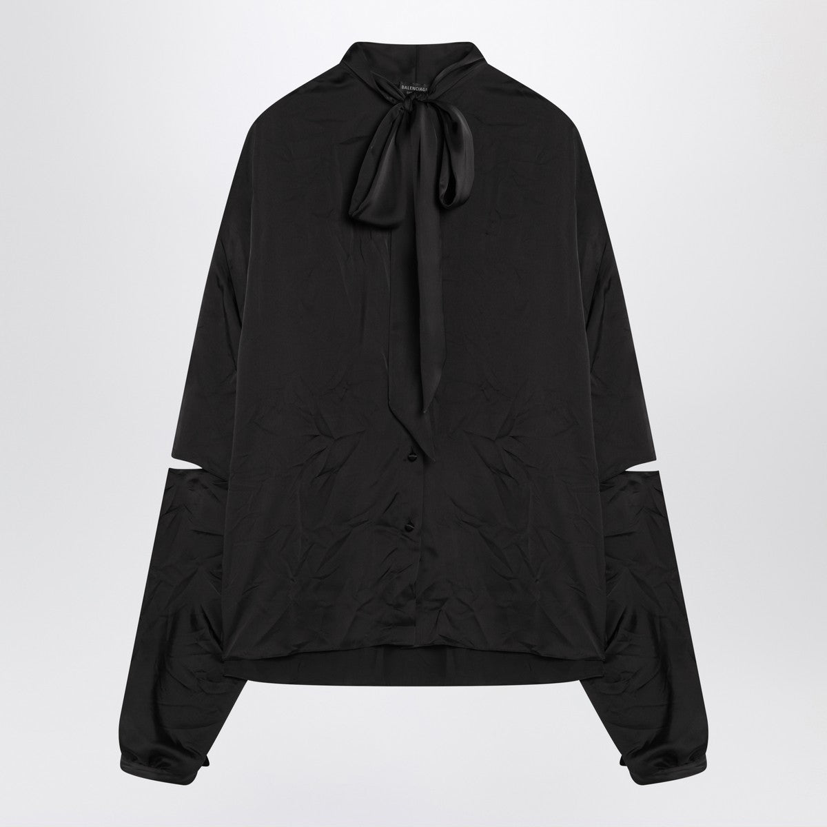 Balenciaga Black satin blouse with bow Balenciaga