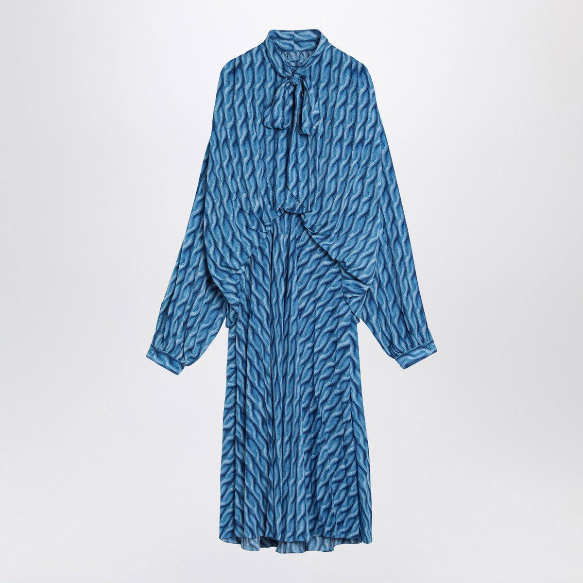 Balenciaga Midi dress with bow and blue print Balenciaga