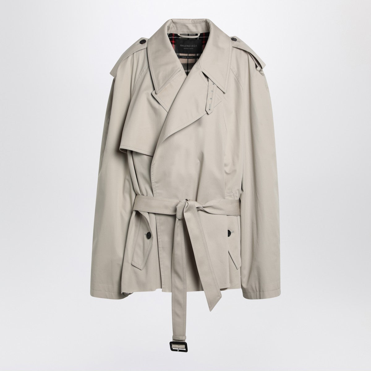 Balenciaga Beige cropped trench coat in cotton twill Balenciaga
