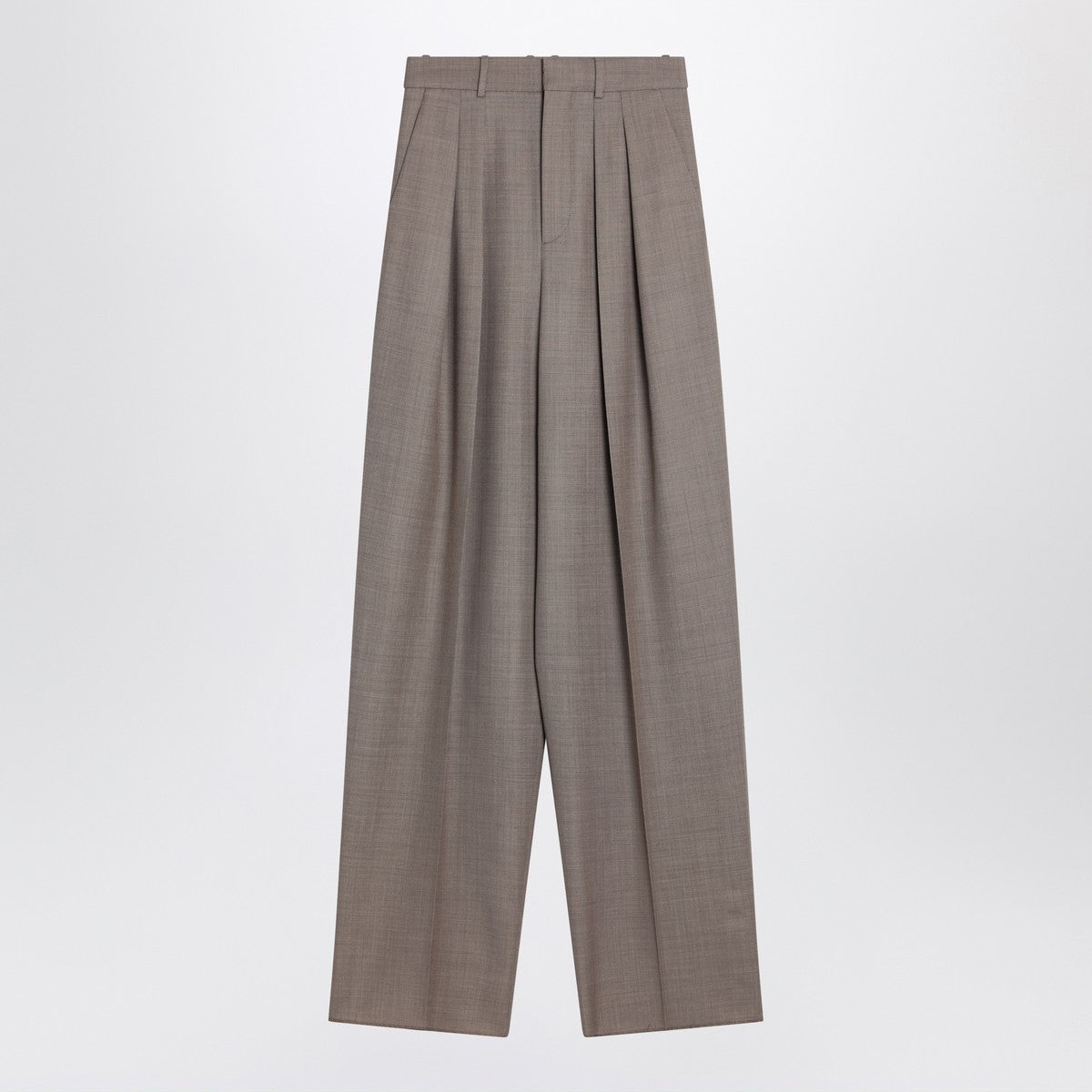 Saint Laurent Wide taupe beige wool trousers Saint Laurent