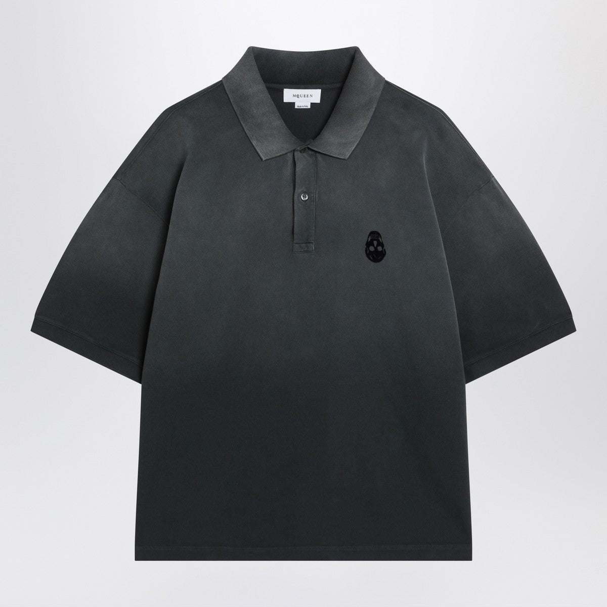Alexander McQueen Faded effect black polo shirt in cotton Alexander Mcqueen