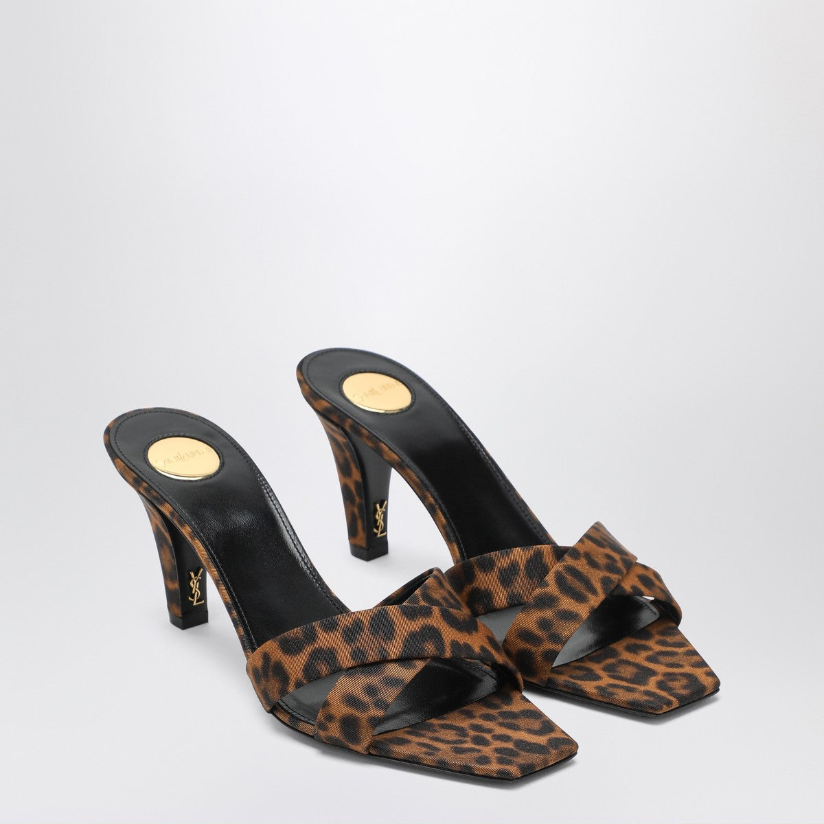 Saint Laurent Mule Jill in gros-grain leopard print Saint Laurent