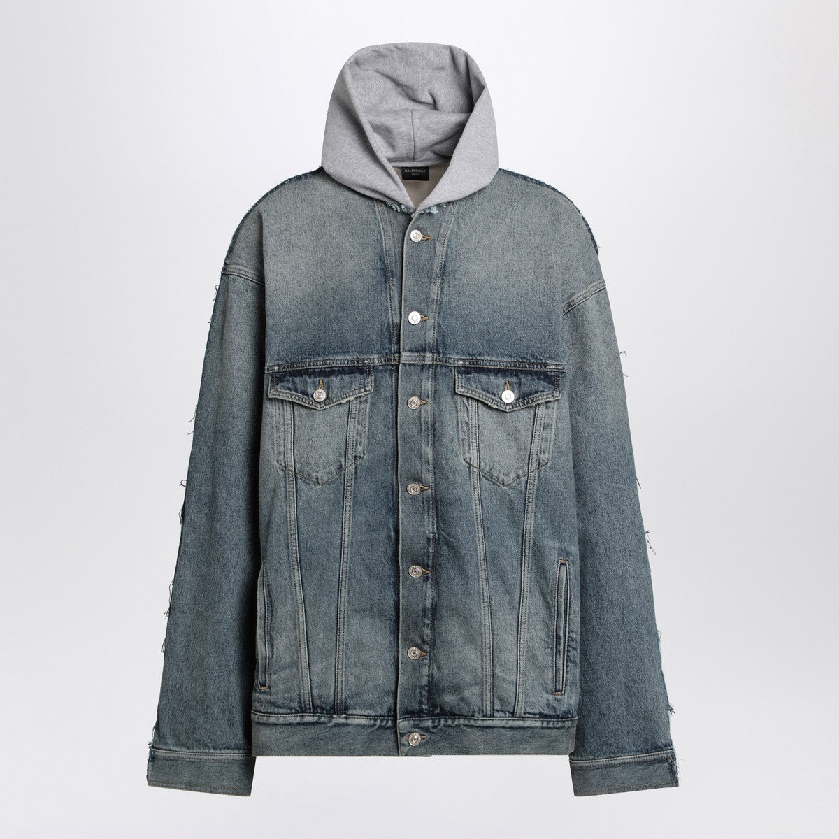 Balenciaga Denim and fleece cotton jacket with logo Balenciaga