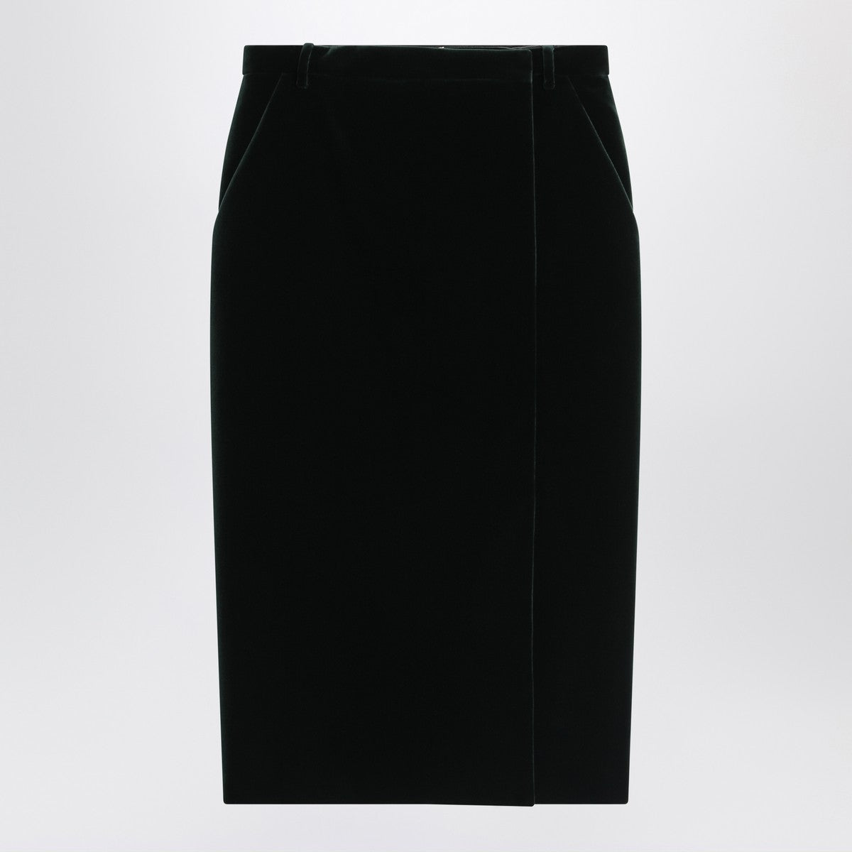 Saint Laurent Green velvet wrap midi skirt Saint Laurent