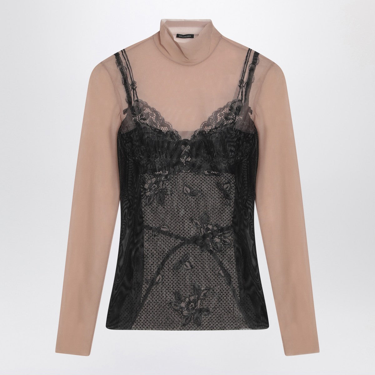 Balenciaga Black and light beige Trompe l''oeil Lingerie top Balenciaga