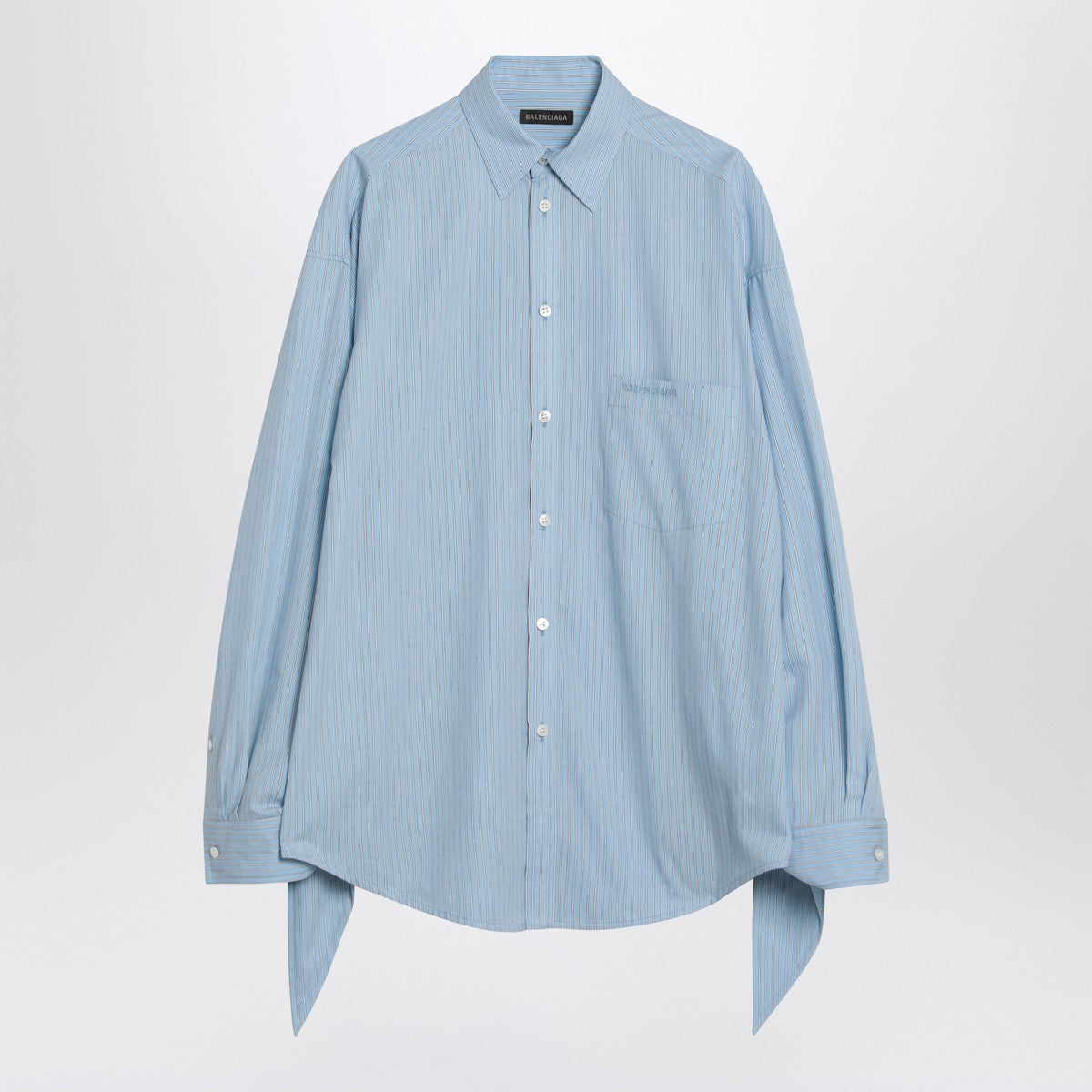 Balenciaga Light blue striped shirt with knotted cuffs Balenciaga