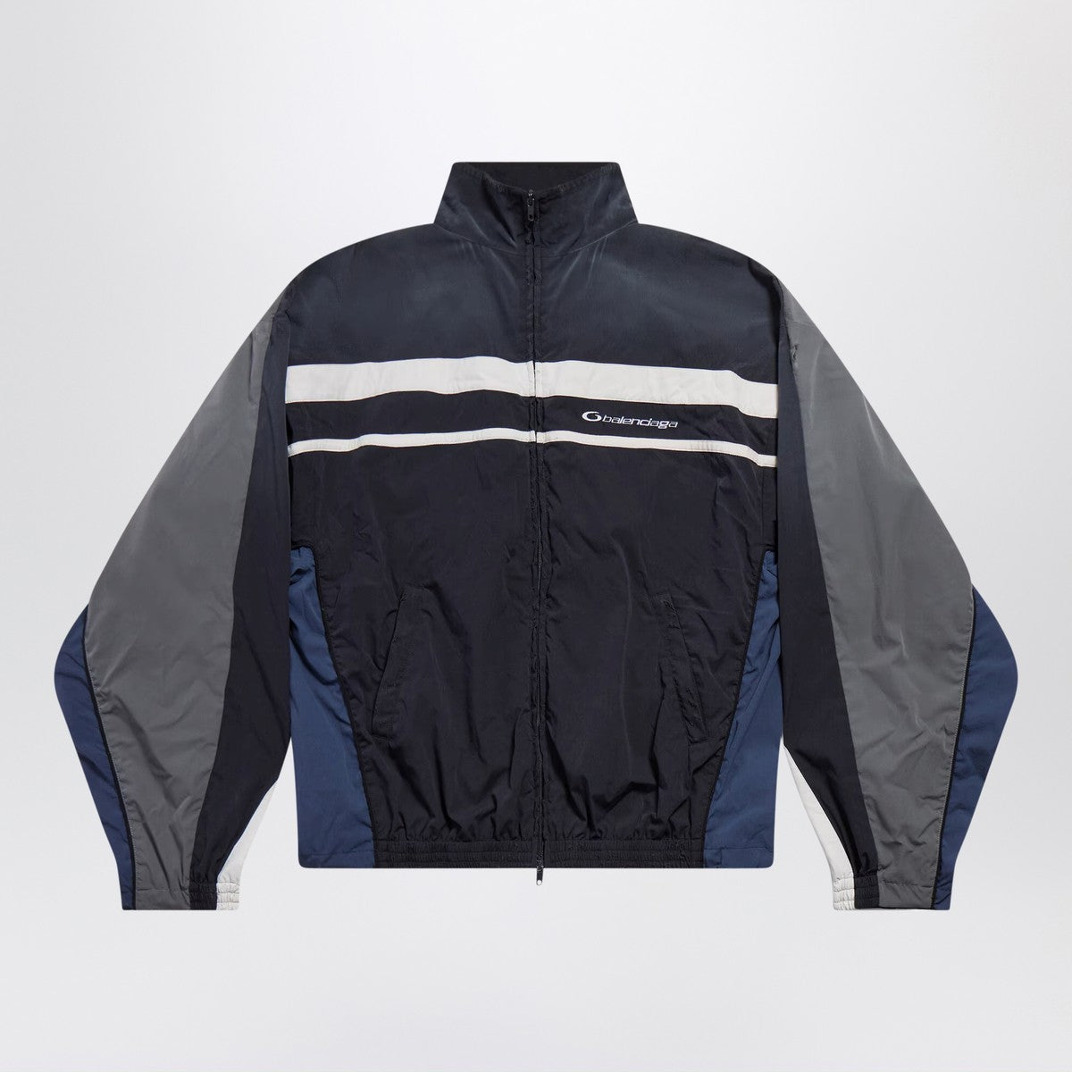 Balenciaga Black/navy/grey 50/50 technical fabric tracksuit jacket Balenciaga