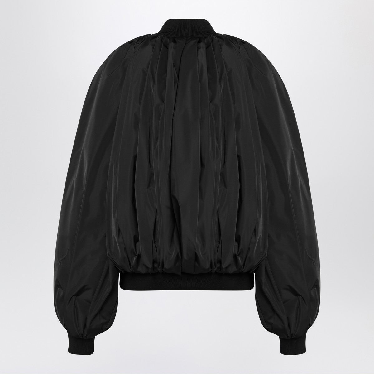 Balenciaga Draped black bomber jacket in technical micro-faille Balenciaga