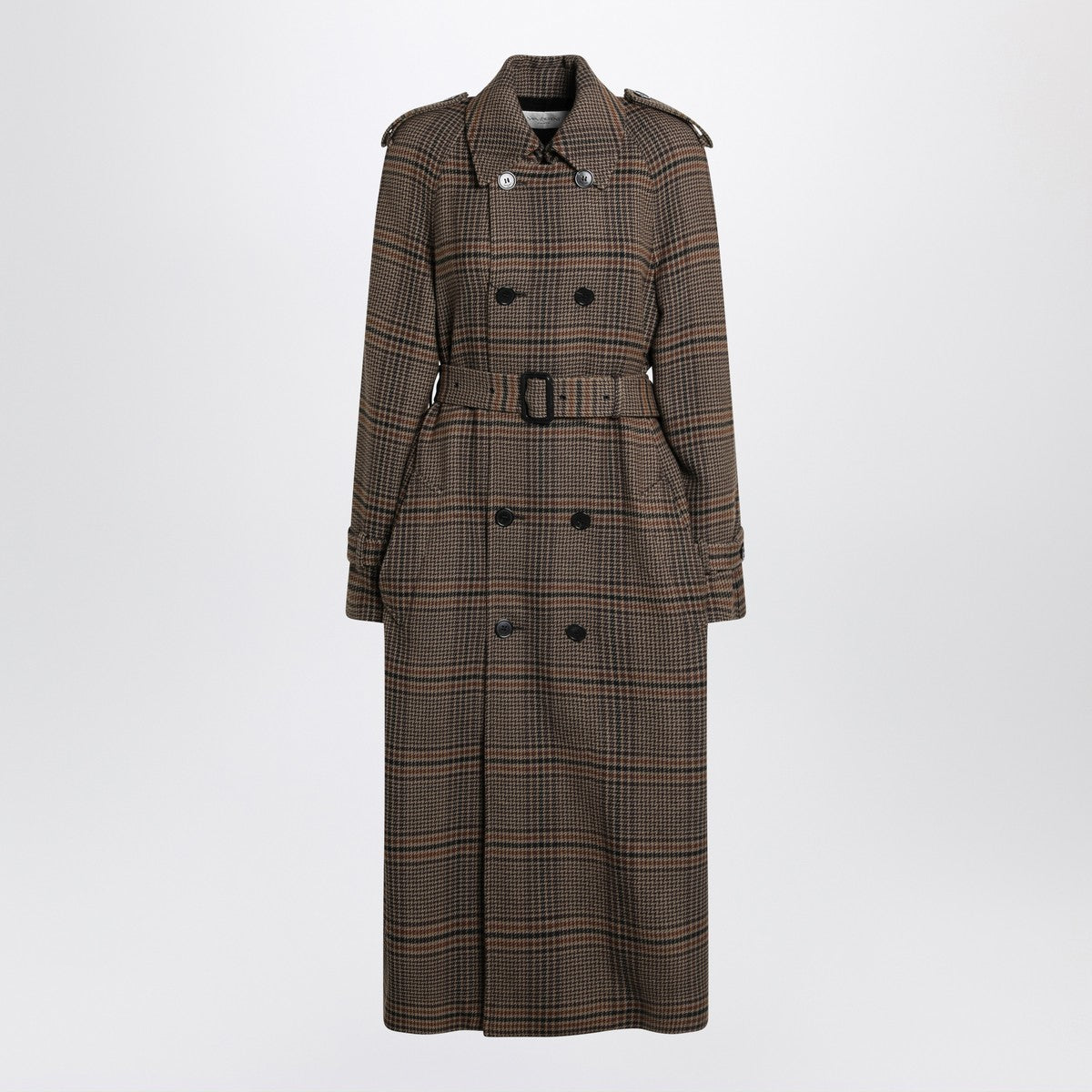 Saint Laurent Double-breasted coat in Prince of Wales wool Saint Laurent