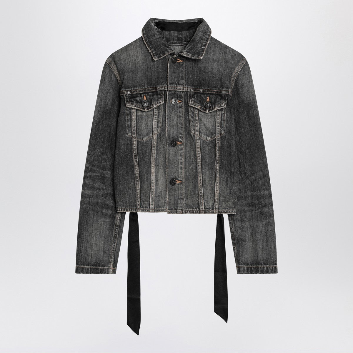 Balenciaga Dark grey denim jacket with laces Balenciaga