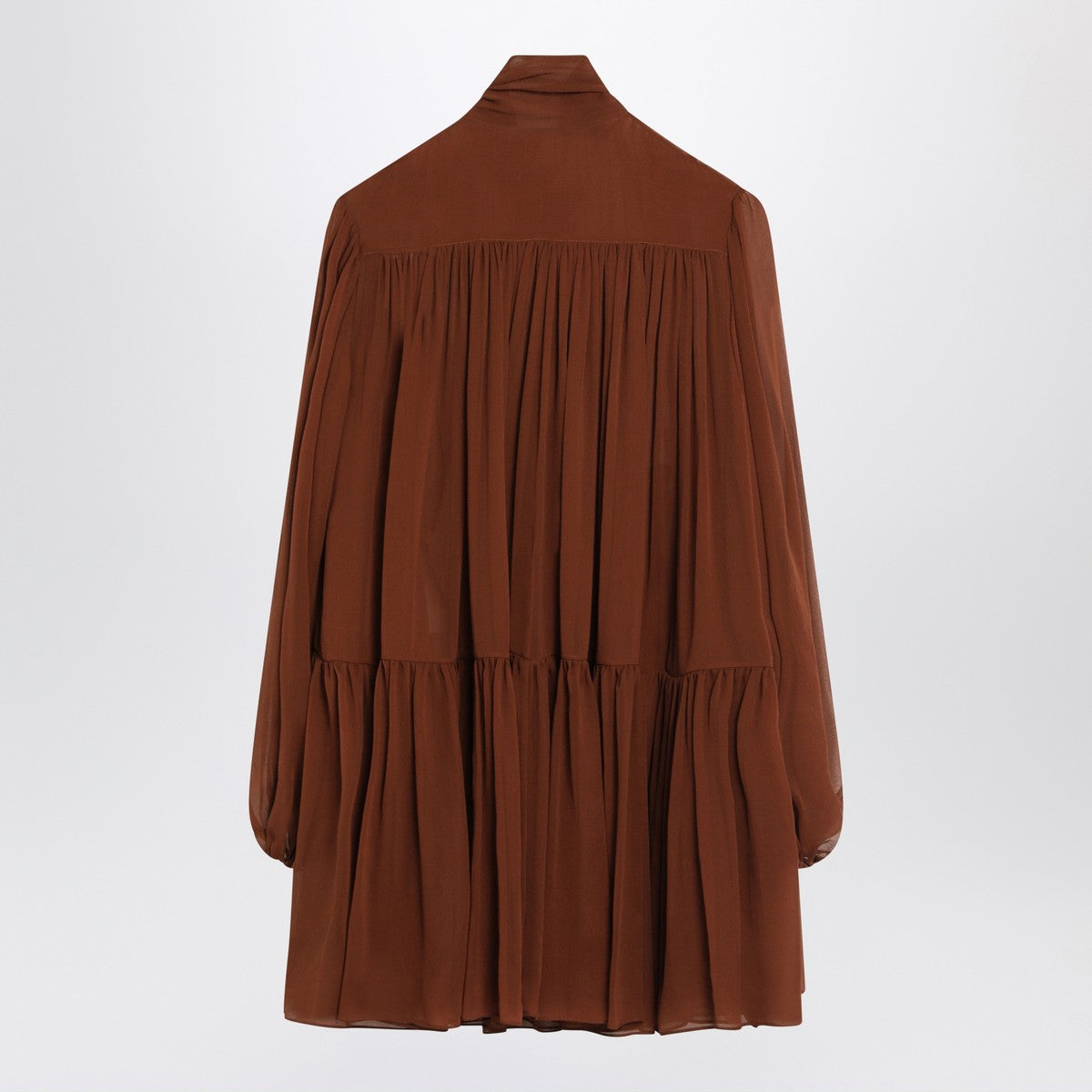 Saint Laurent Rust-colored lavallière silk dress Saint Laurent