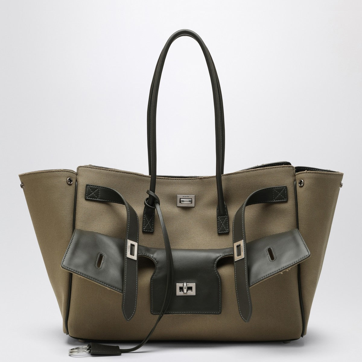 Balenciaga Carry All Bel Air Media bag in khaki canvas Balenciaga