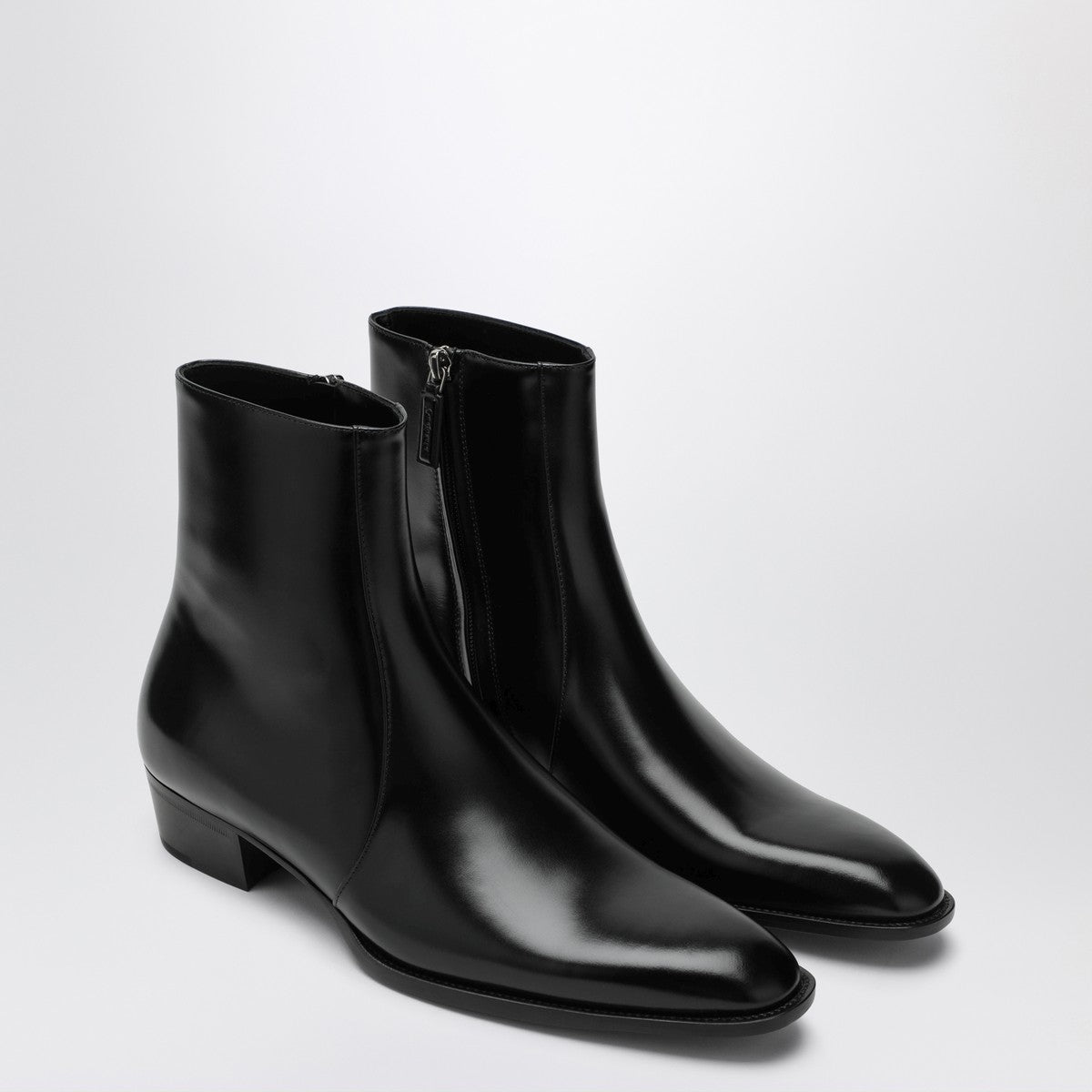 Saint Laurent Black Roman boots in smooth leather Saint Laurent