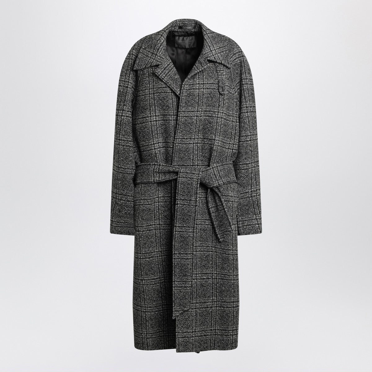 Balenciaga Raglan One Layer coat in black/grey check Balenciaga