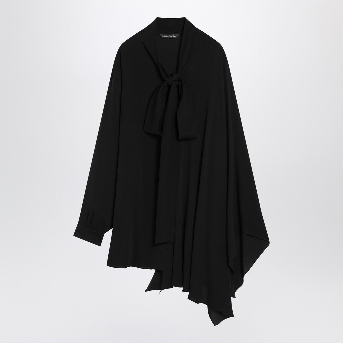Balenciaga Asymmetric black silk blouse with scarf Balenciaga